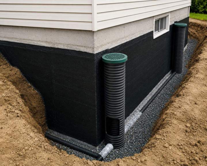 Application de membrane d'étanchéité sur fondation Saguenay